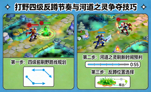 王者荣耀打野四级反蹲节奏与河道之灵争夺技巧教学配图